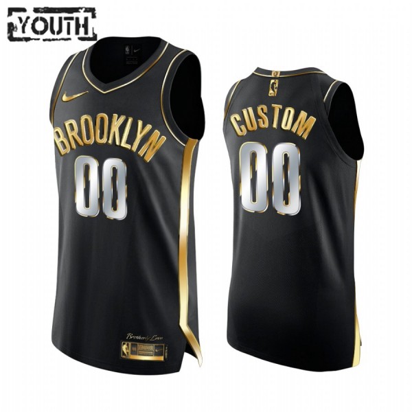 Brooklyn Nets Trikot Benutzerdefinierte 2020-21 Schwarz Golden Edition Swingman - Kinder